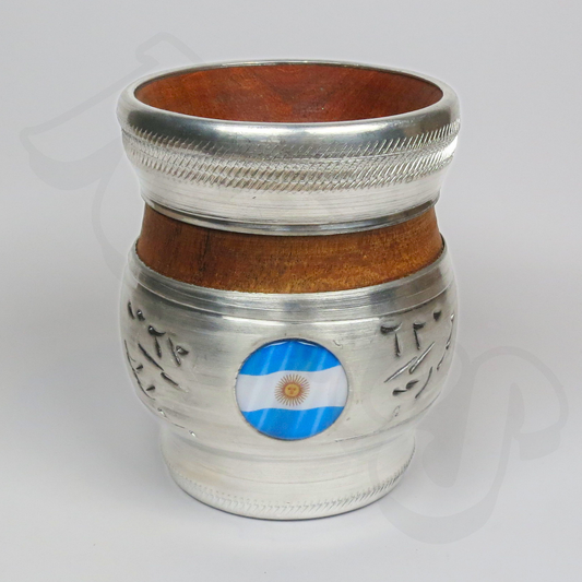 Mate | Carob Wood with Aluminium - Argentina Flag